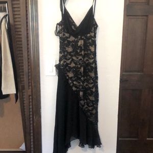 Cache dress; XS; black with tan underlay